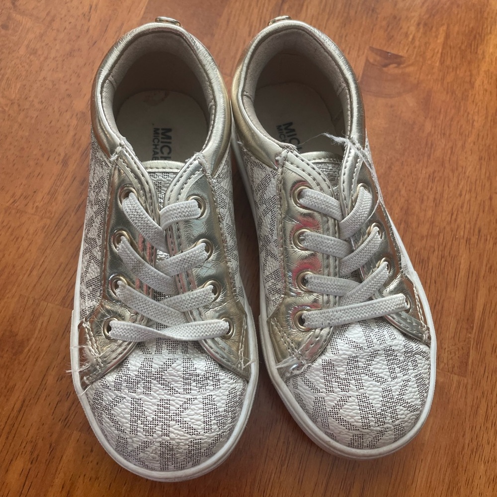 Michael Kors Silver Sneakers with Monogram Design